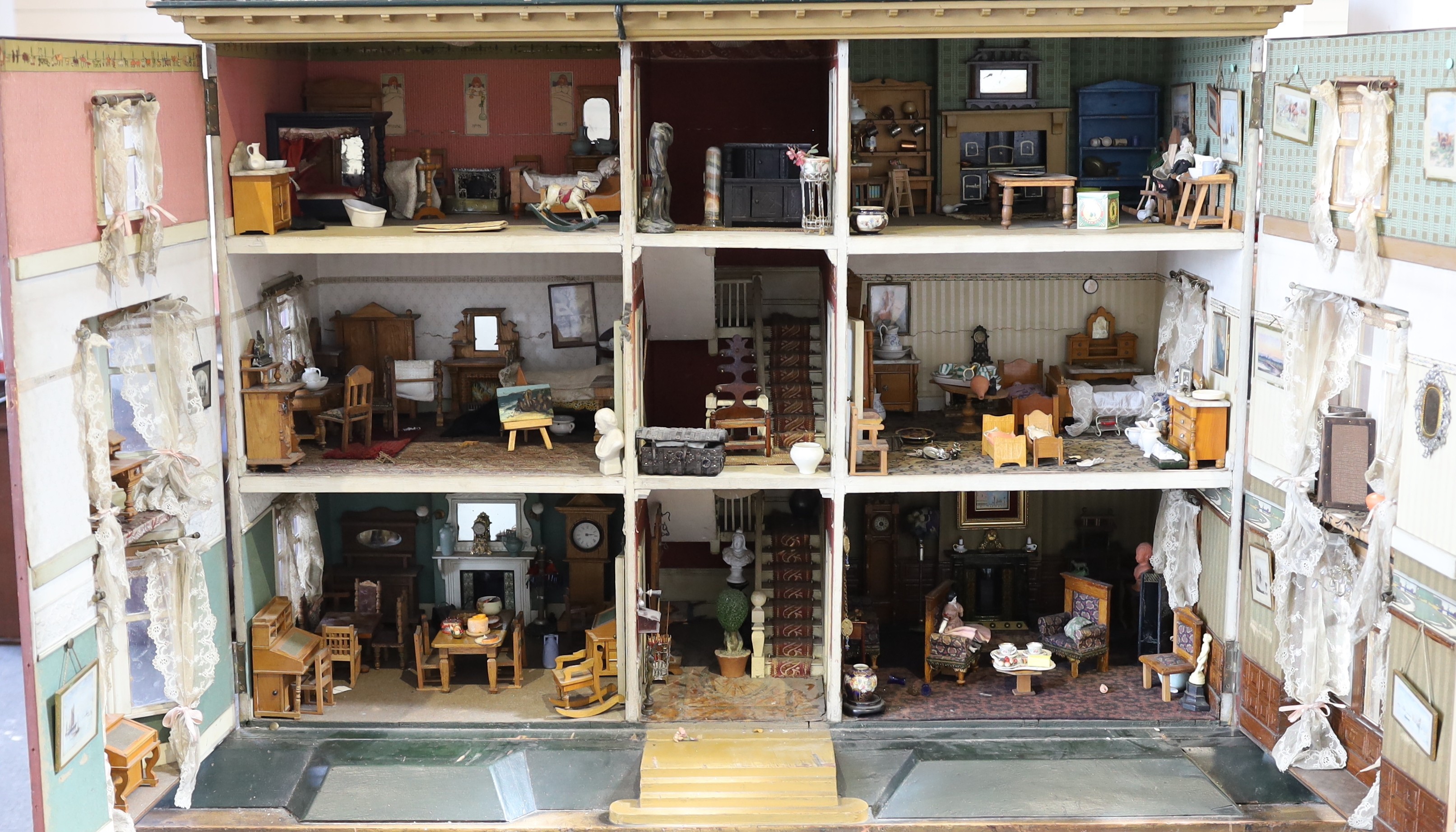 'Ednaville': A fine fully furnished Victorian dolls' house, circa 1880-1900